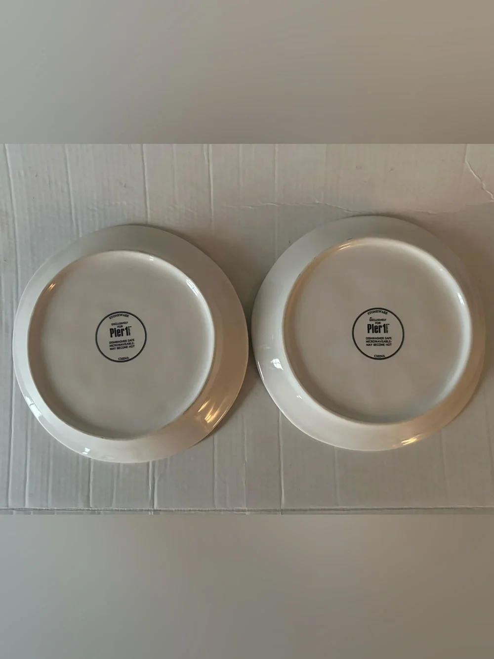 Pier 1 Bunny Rabbit Easter Plates Set of 2 White Stoneware Dessert Salad Plates